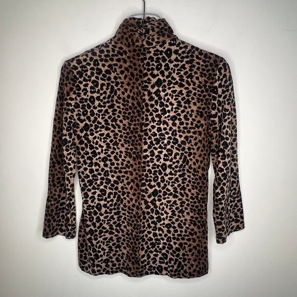 Max Mara Vintage Wool Leopard Turtleneck Sweater Size L - Picture 6 of 8